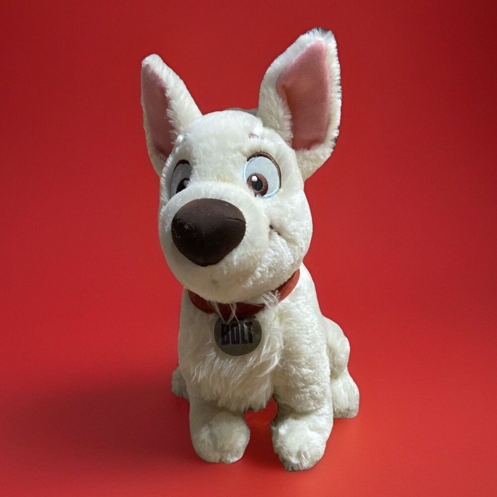 Disney Authentic Original Genuine BOLT Dog Puppy Plush Sitting 13" Stuffed CUTE!